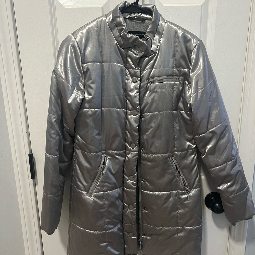 Calvin Klein Silver Puffer Coat